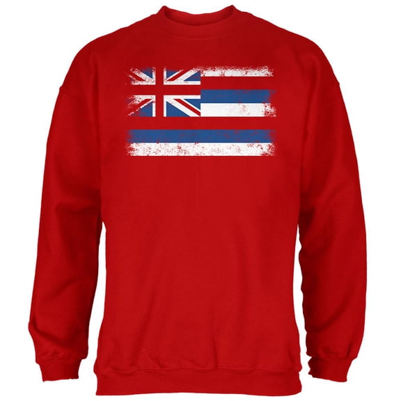 Born and Raised Hawaii State Flag Mens Sweatshirt Red 2XL