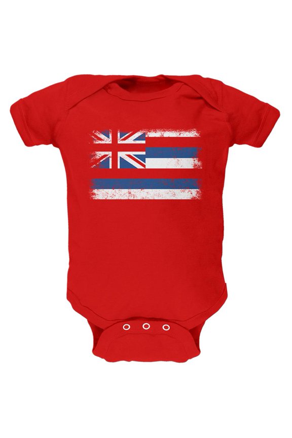 Born and Raised Hawaii State Flag Soft Baby One Piece Red 0-3 M