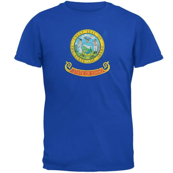 Born and Raised Idaho State Flag Mens Soft T Shirt Royal SM