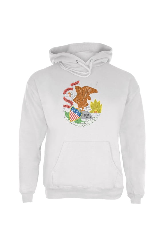 Born and Raised Illinois State Flag Mens Hoodie White MD