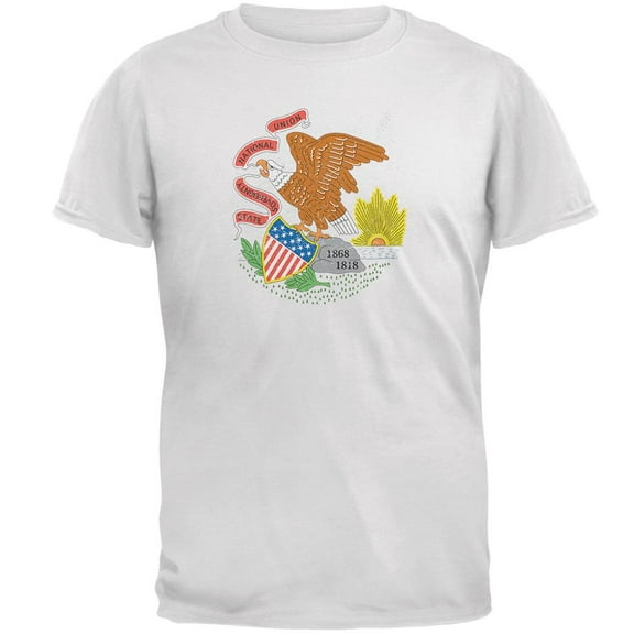 Born and Raised Illinois State Flag Mens T Shirt White LG