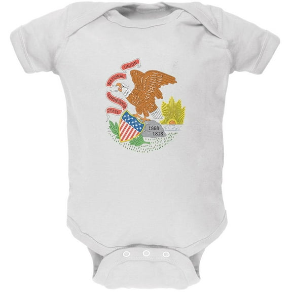 Born and Raised Illinois State Flag Soft Baby One Piece White 3-6 M