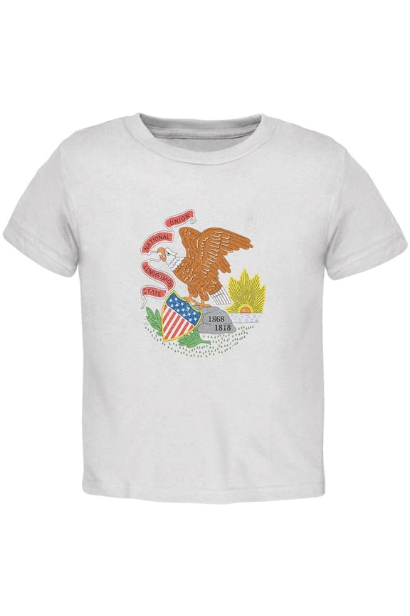 Born and Raised Illinois State Flag Toddler T Shirt White 3T