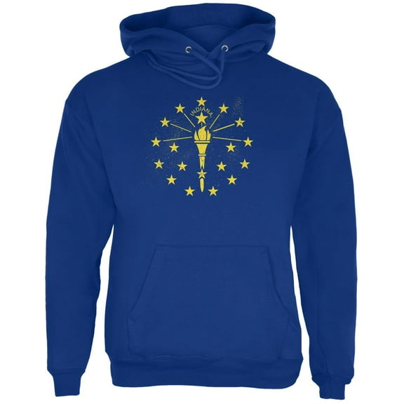 Born and Raised Indiana State Flag Mens Hoodie Deep Royal X-LG