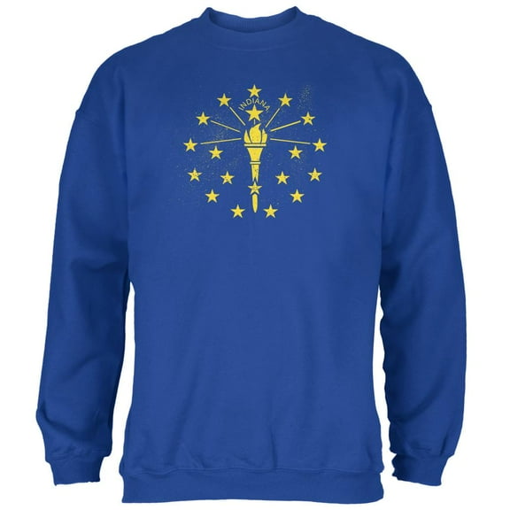 Born and Raised Indiana State Flag Mens Sweatshirt Royal 2XL