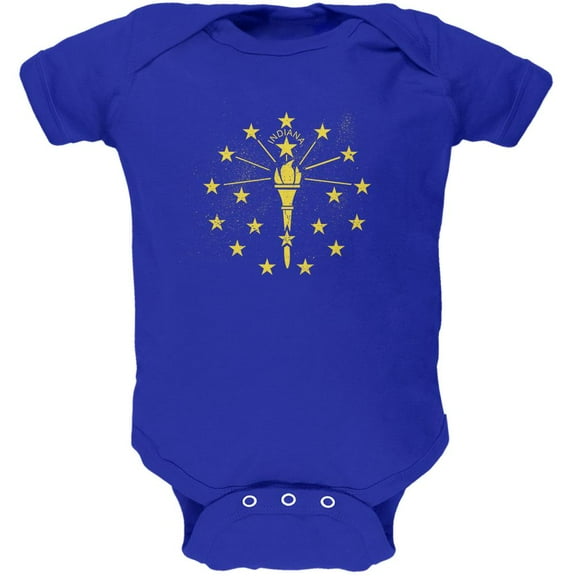 Born and Raised Indiana State Flag Soft Baby One Piece Royal 0-3 M
