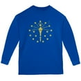 thumbnail image 1 of Born and Raised Indiana State Flag Youth Long Sleeve T Shirt Royal YLG, 1 of 1