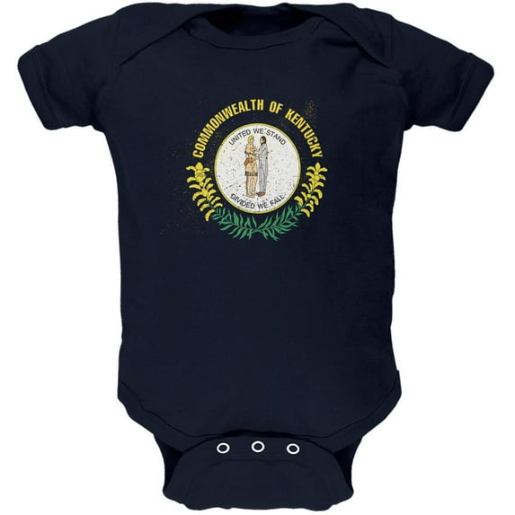 Born and Raised Kentucky State Flag Soft Baby One Piece Navy 3-6 M