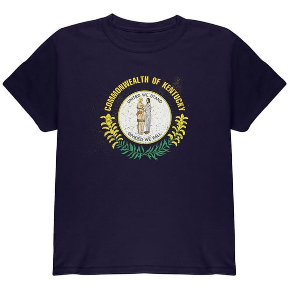 Born and Raised Kentucky State Flag Youth T Shirt Navy YLG