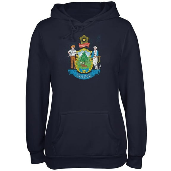 Born and Raised Maine State Flag Juniors Soft Hoodie Navy 2XL