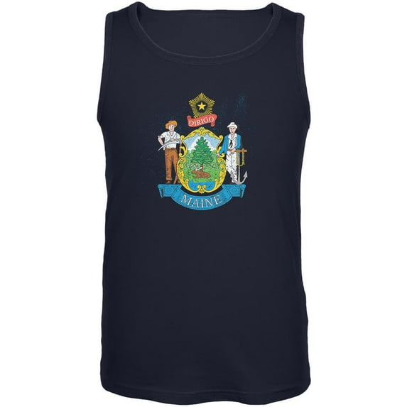 Born and Raised Maine State Flag Mens Tank Top Navy SM