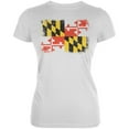thumbnail image 1 of Born and Raised Maryland State Flag Juniors Soft T Shirt White SM, 1 of 1