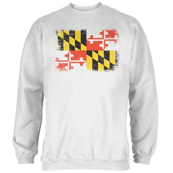 Born and Raised Maryland State Flag Mens Sweatshirt White LG