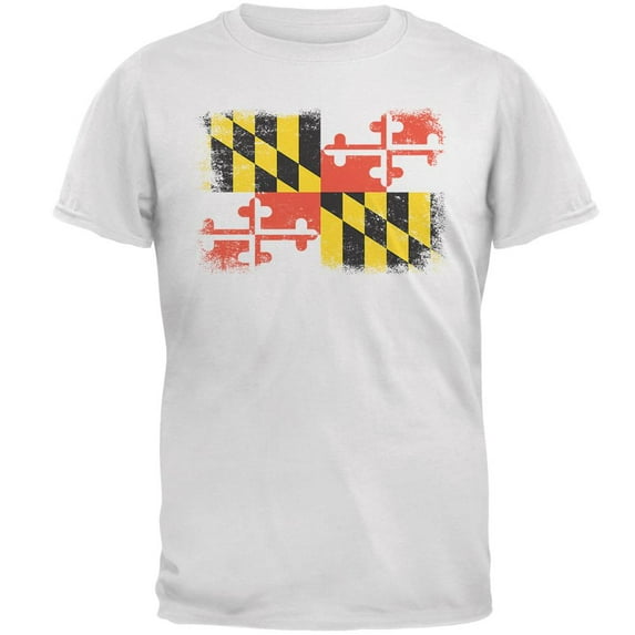 Born and Raised Maryland State Flag Mens T Shirt White MD