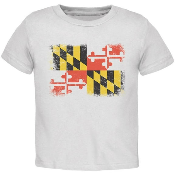 Born and Raised Maryland State Flag Toddler T Shirt White 2T