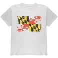 thumbnail image 1 of Born and Raised Maryland State Flag Youth T Shirt White Youth X-SM, 1 of 1