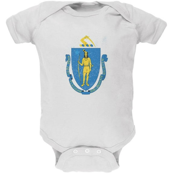 Born and Raised Massachusetts State Flag Soft Baby One Piece White 0-3 M