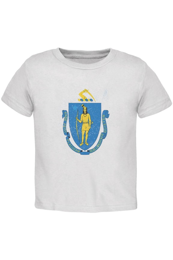 Born and Raised Massachusetts State Flag Toddler T Shirt White 2T