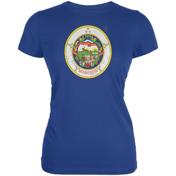 Born and Raised Minnesota State Flag Juniors Soft T Shirt Royal MD
