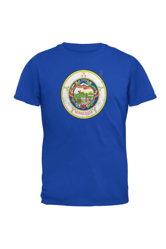 Born and Raised Minnesota State Flag Mens Soft T Shirt Royal X-LG