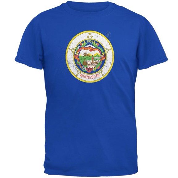 Born and Raised Minnesota State Flag Mens Soft T Shirt Royal X-LG