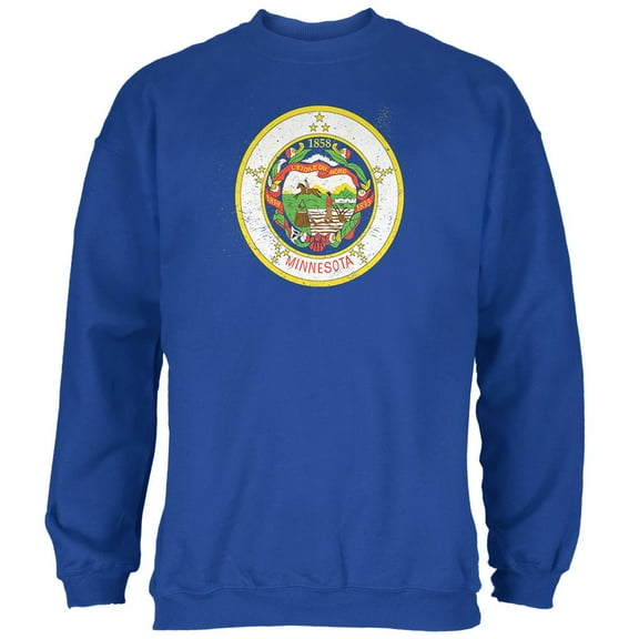 Born and Raised Minnesota State Flag Mens Sweatshirt Royal X-LG