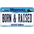 thumbnail image 1 of Born and Raised Minnesota State Novelty License Plate 7" x 4" Motorcycle, 1 of 1