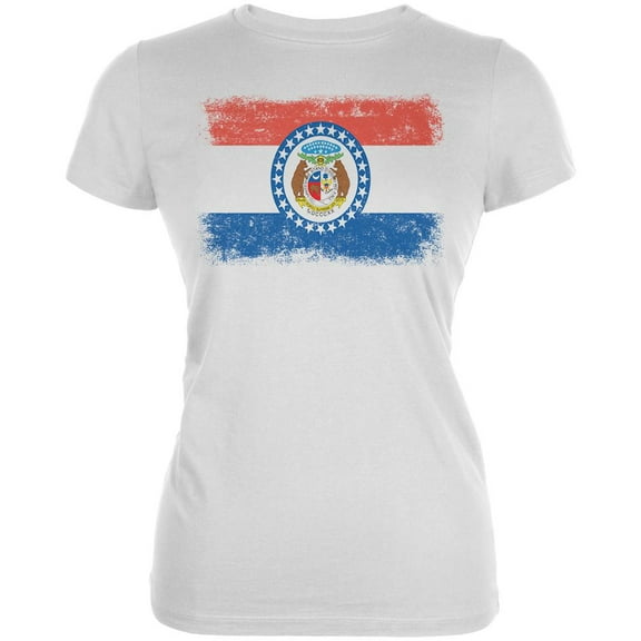 Born and Raised Missouri State Flag Juniors Soft T Shirt White 2XL