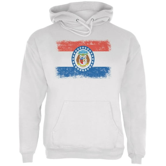Born and Raised Missouri State Flag Mens Hoodie White X-LG