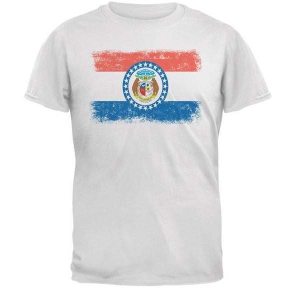Born and Raised Missouri State Flag Mens T Shirt White X-LG