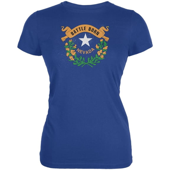 Born and Raised Nevada State Flag Juniors Soft T Shirt Royal MD