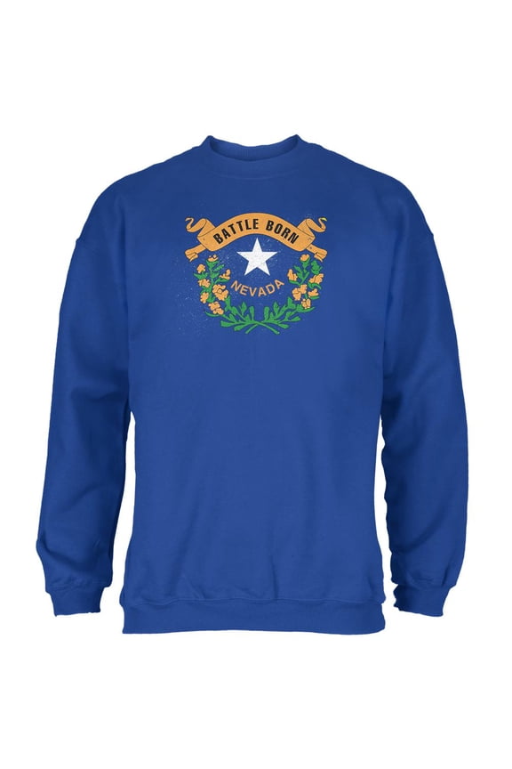 Born and Raised Nevada State Flag Mens Sweatshirt Royal LG