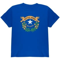 Born and Raised Nevada State Flag Youth T Shirt Royal Youth X-SM