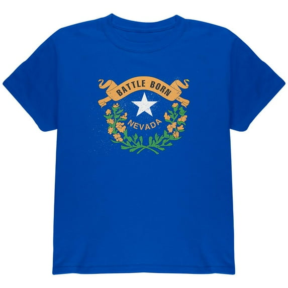 Born and Raised Nevada State Flag Youth T Shirt Royal Youth X-SM