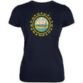 thumbnail image 1 of Born and Raised New Hampshire State Flag Juniors Soft T Shirt Navy SM, 1 of 1