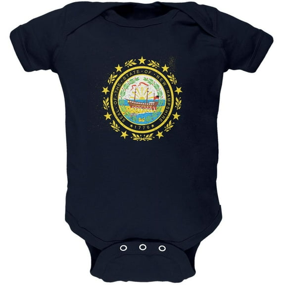 Born and Raised New Hampshire State Flag Soft Baby One Piece Navy 18-24 M