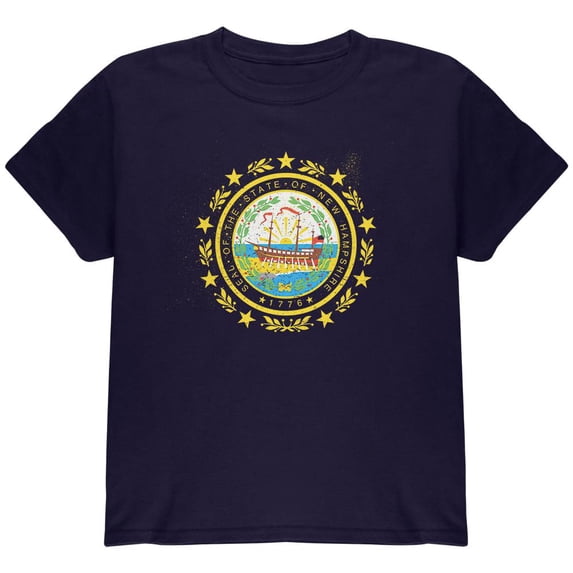Born and Raised New Hampshire State Flag Youth T Shirt Navy YSM
