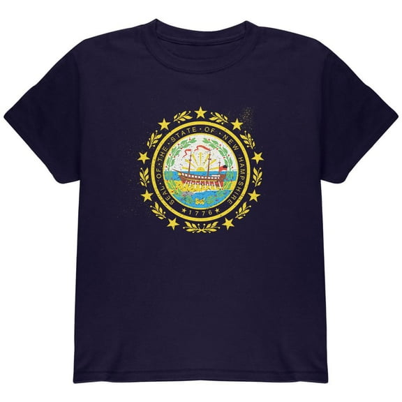 Born and Raised New Hampshire State Flag Youth T Shirt Navy YSM