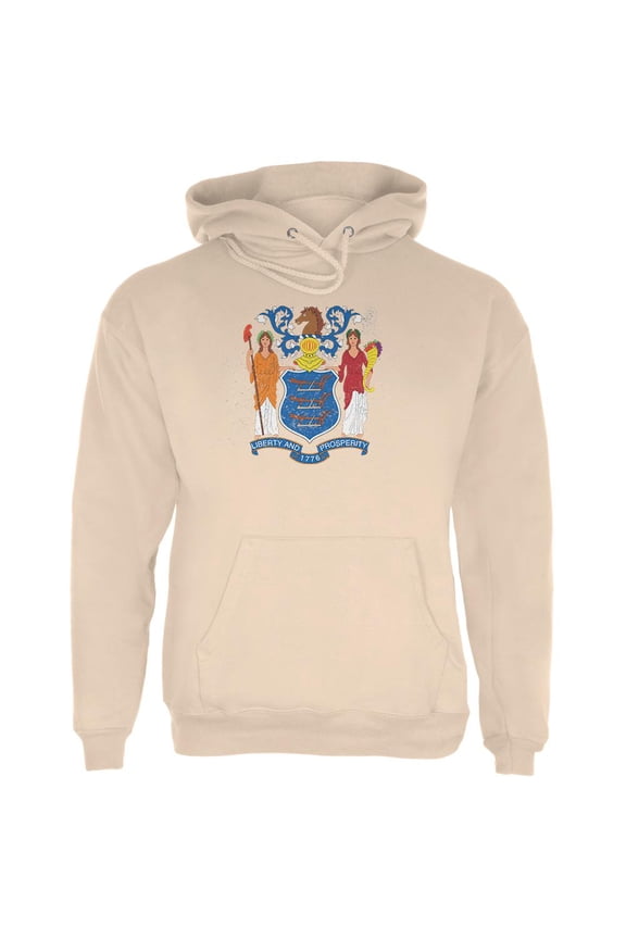 Born and Raised New Jersey State Flag Mens Hoodie Sand X-LG