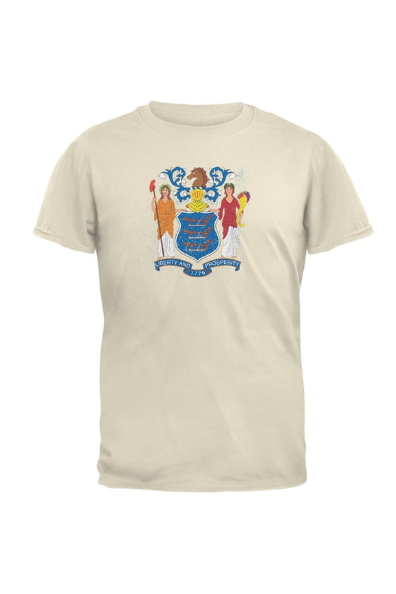 Born and Raised New Jersey State Flag Mens T Shirt Natural 2XL