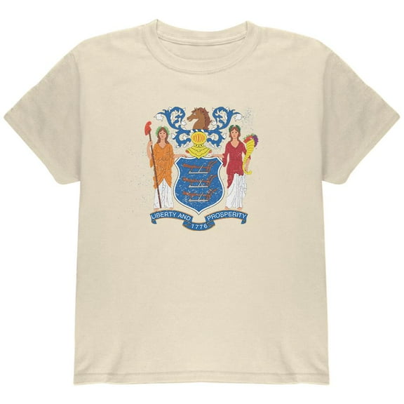 Born and Raised New Jersey State Flag Youth T Shirt Natural YLG
