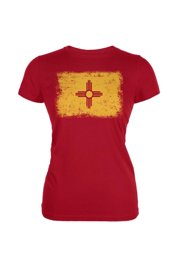 Born and Raised New Mexico State Flag Juniors Soft T Shirt Red MD