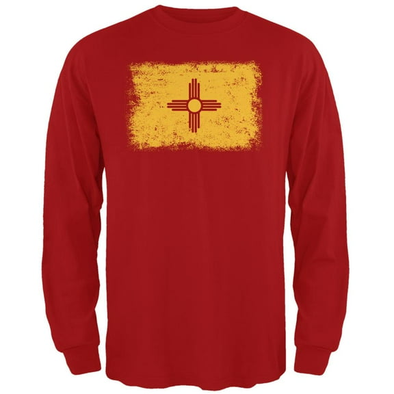 Born and Raised New Mexico State Flag Mens Long Sleeve T Shirt Red MD
