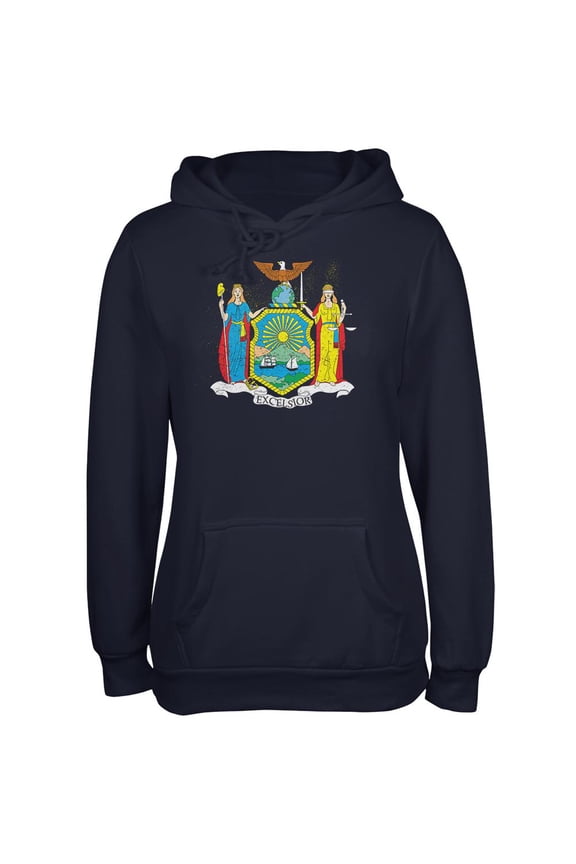 Born and Raised New York State Flag Juniors Soft Hoodie Navy 2XL
