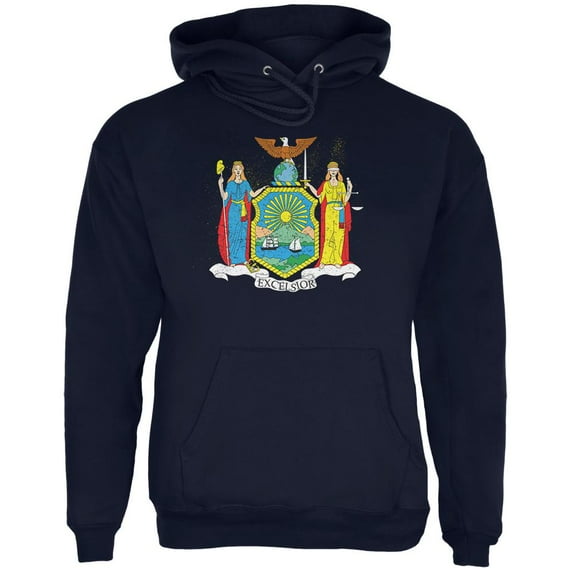 Born and Raised New York State Flag Mens Hoodie Navy MD
