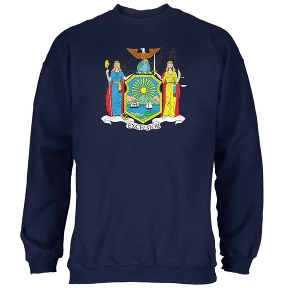 Born and Raised New York State Flag Mens Sweatshirt Navy MD