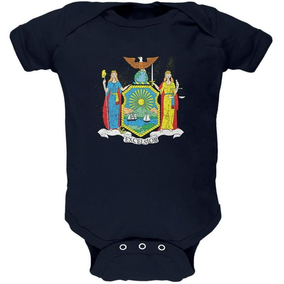 Born and Raised New York State Flag Soft Baby One Piece Navy 18-24 M