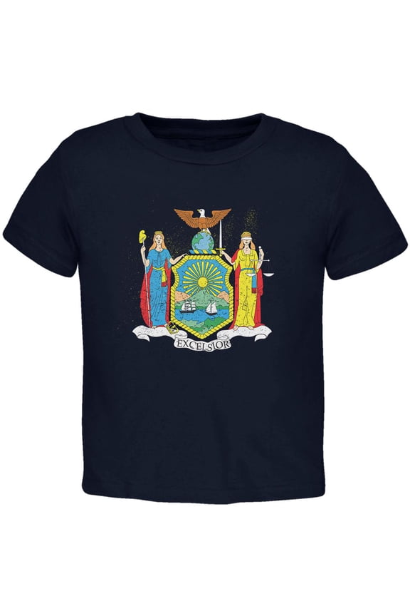 Born and Raised New York State Flag Toddler T Shirt Navy 2T