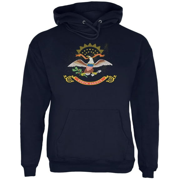 Born and Raised North Dakota State Flag Mens Hoodie Navy MD