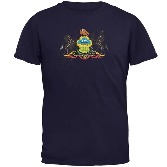 Born and Raised Pennsylvania State Flag Mens T Shirt Navy 2XL